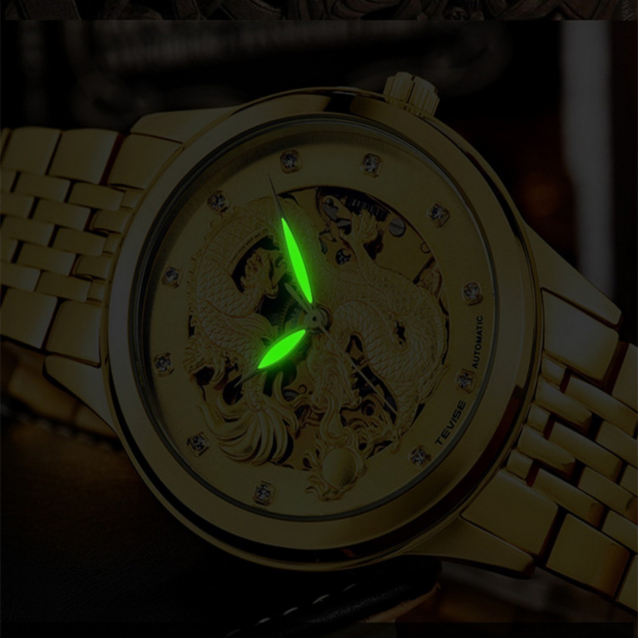 Reloj G-force At9006d Automatico Dragòn Dorado + Estuche